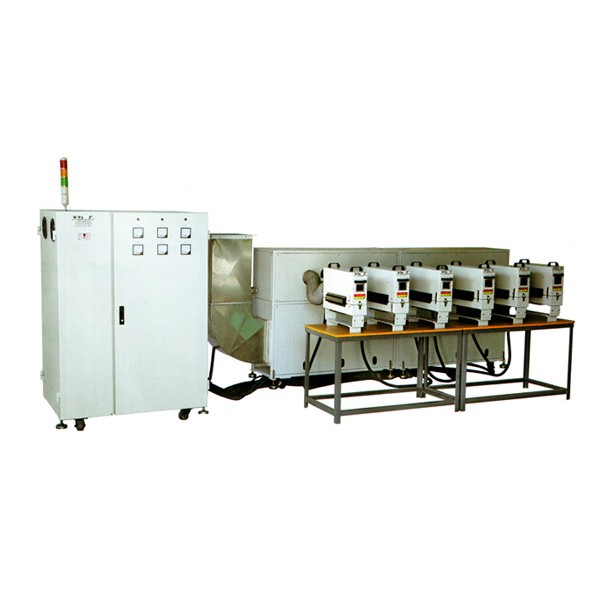 Batch type rotary press UV photofixation system