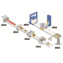 Carton stacking and packaging line